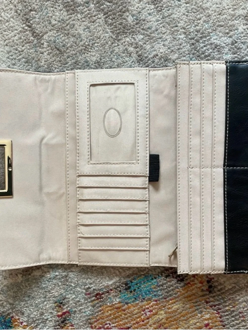 Liz Claiborne White and Black Leather-Accent Clutch